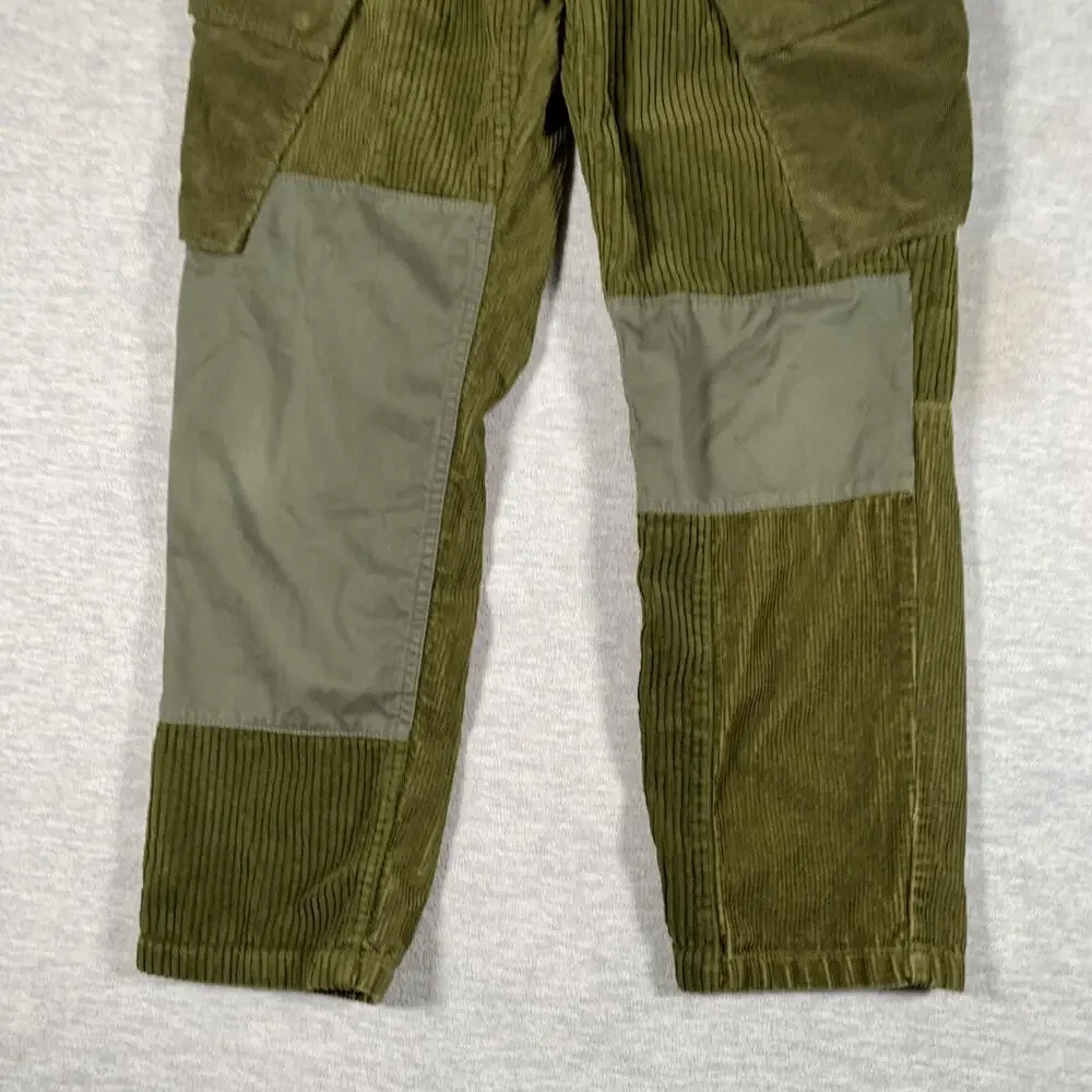 Sun + Stone Cargo Pants Mens 32x28 Green Corduroy Patchwork Utility Casual